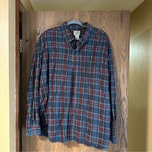 L.L. Bean Red and Gray Plaid Shirt